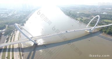 南京眼步行桥4K大气航拍实拍
